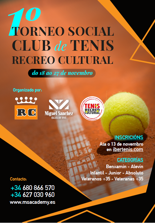 Cartel del 1º Torneo Social Club de Tenis Recreo Cultural