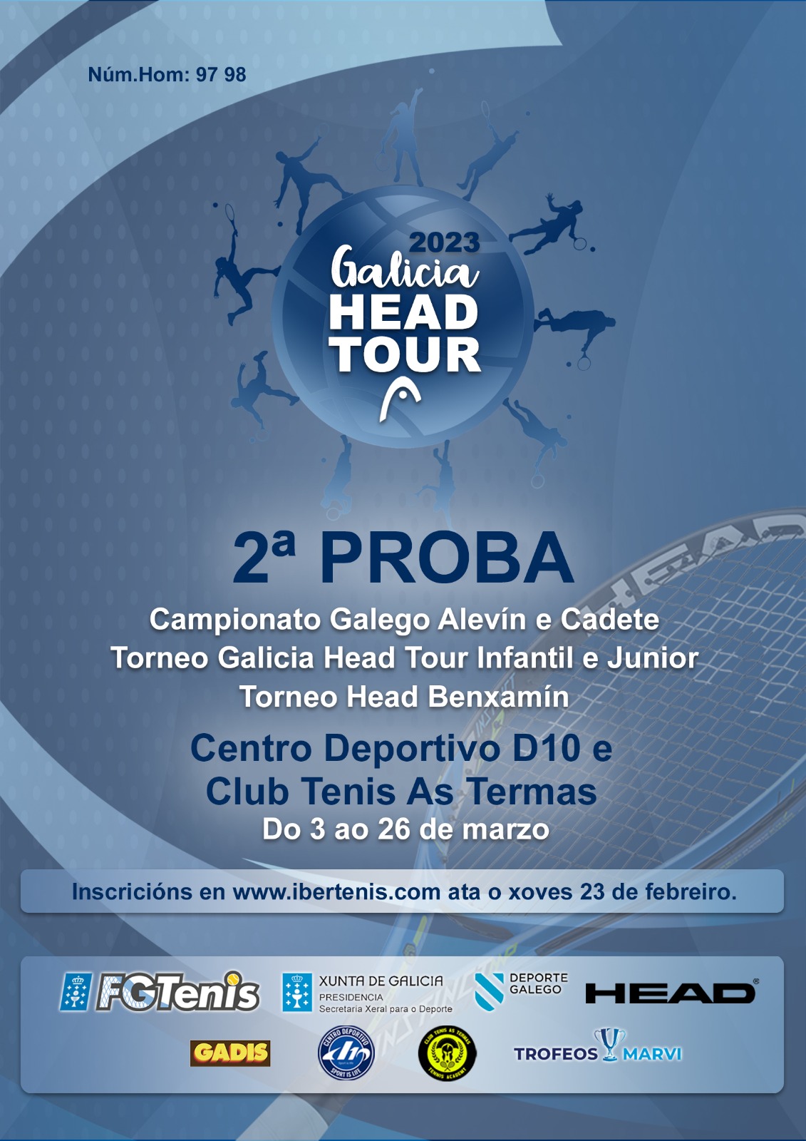 Cartel del GALICIA HEAD TOUR - Camp. Gallegos alevín y cadete. Torneo GHT infantil y junior. Torneo Benjamín