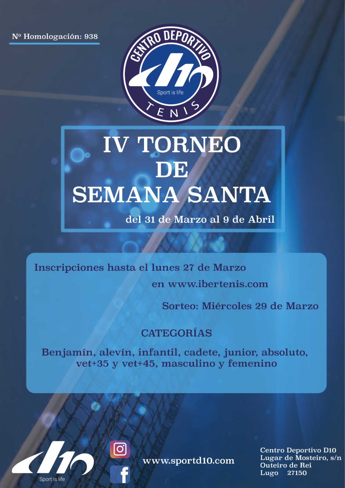 Cartel del IV TORNEO DE SEMANA SANTA - CENTRO DEPORTIVO D10