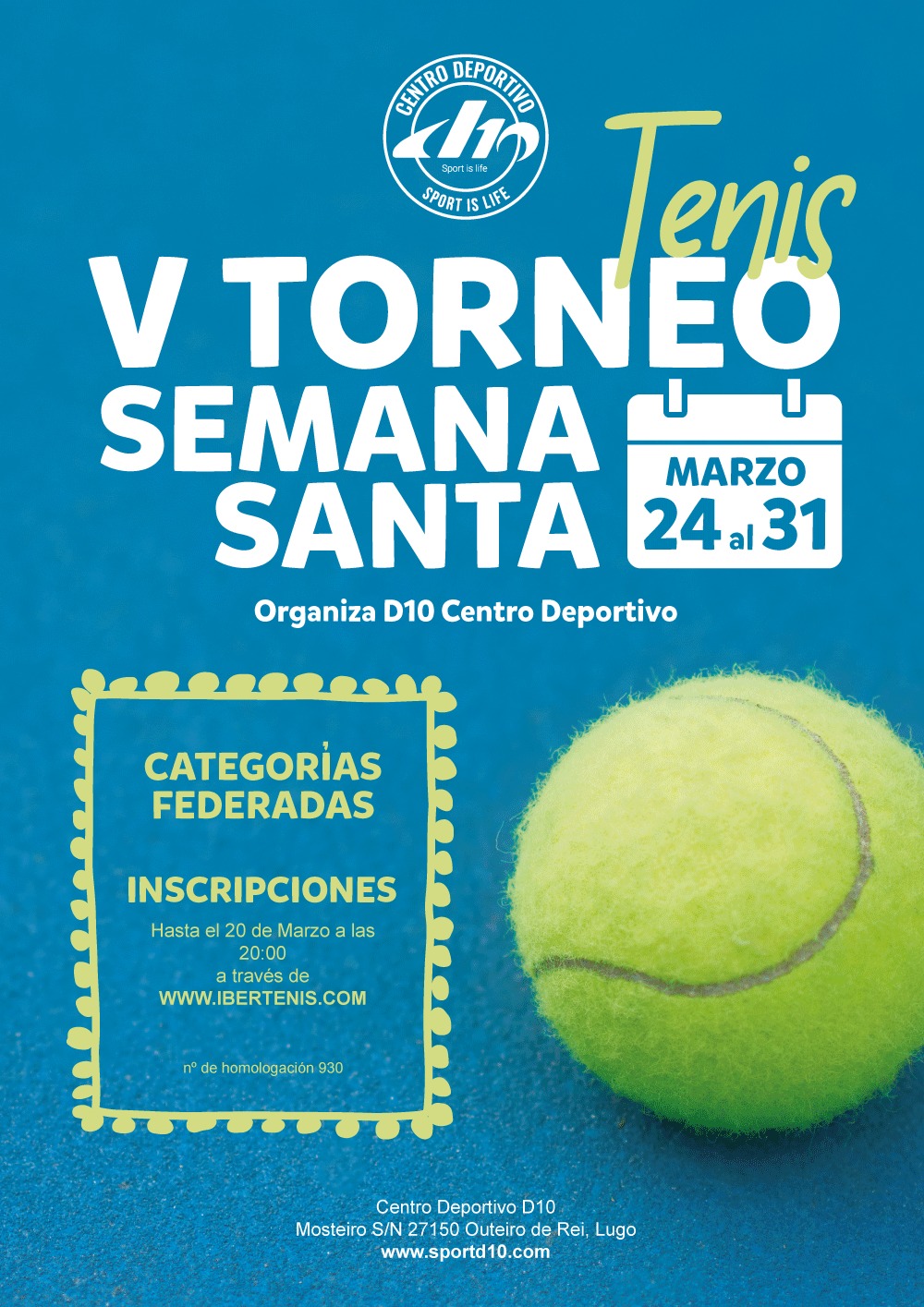 Cartel del V TORNEO DE SEMANA SANTA - D10 CENTRO DEPORTIVO