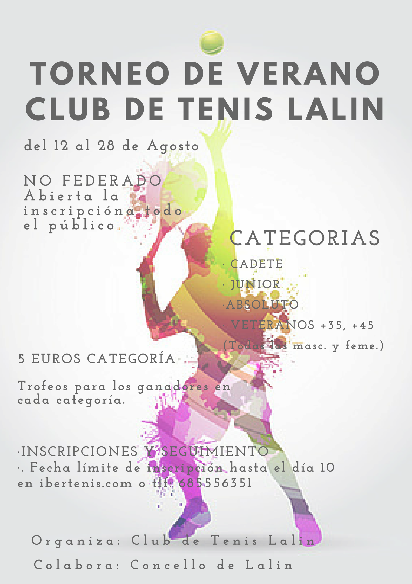 Cartel del Torneo de Verano Club de tenis Lalín 