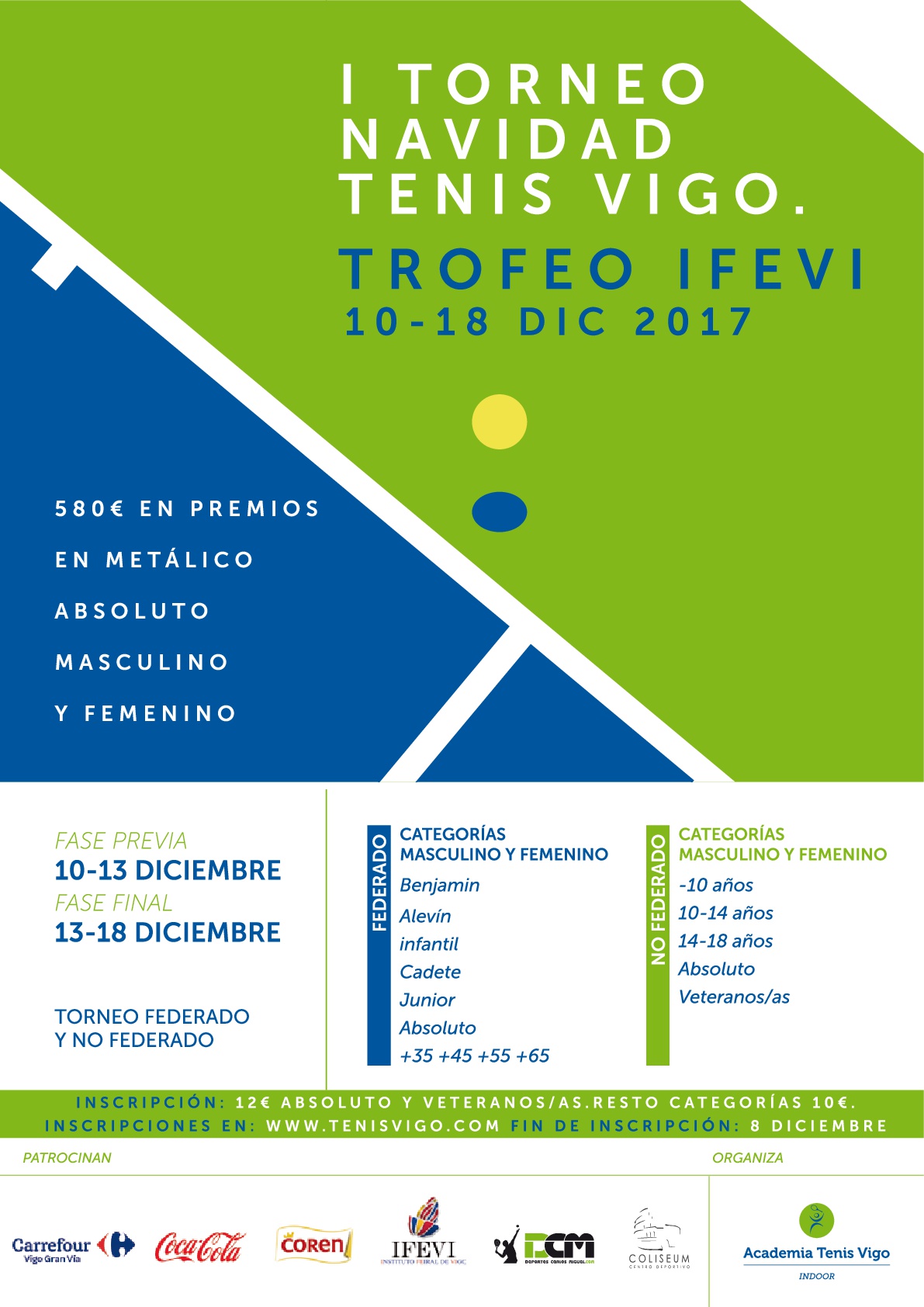 Cartel del I Torneo Navidad Tenis Vigo-Trofeo Ifevi