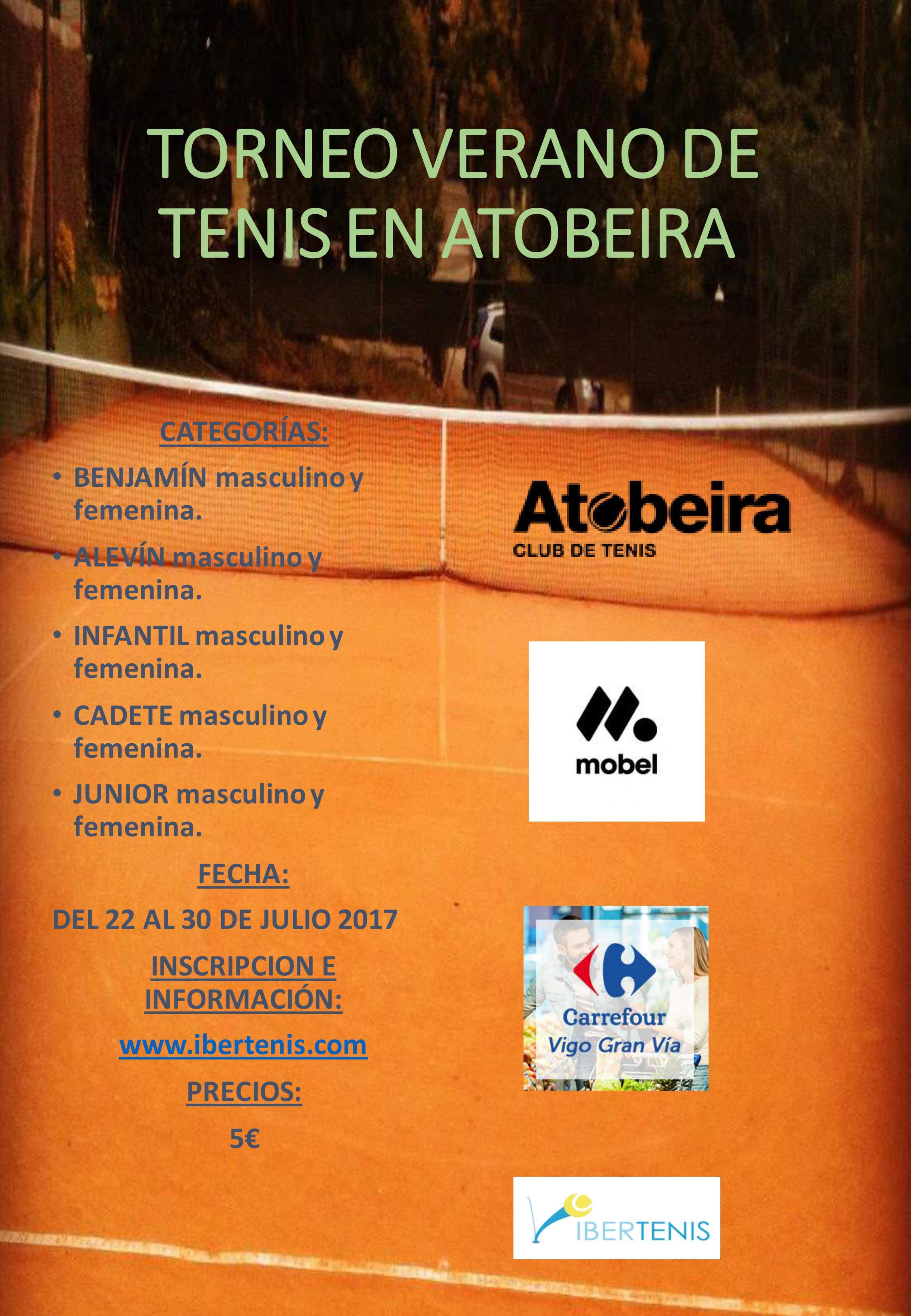 Cartel del Torneo Verano de Tenis en Atobeira