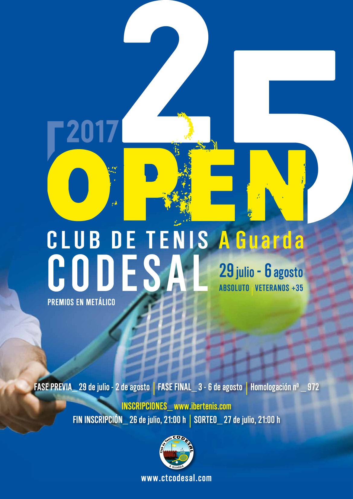 Cartel del XXV Open Club de Tenis Codesal 2017 (1800€ en premios)