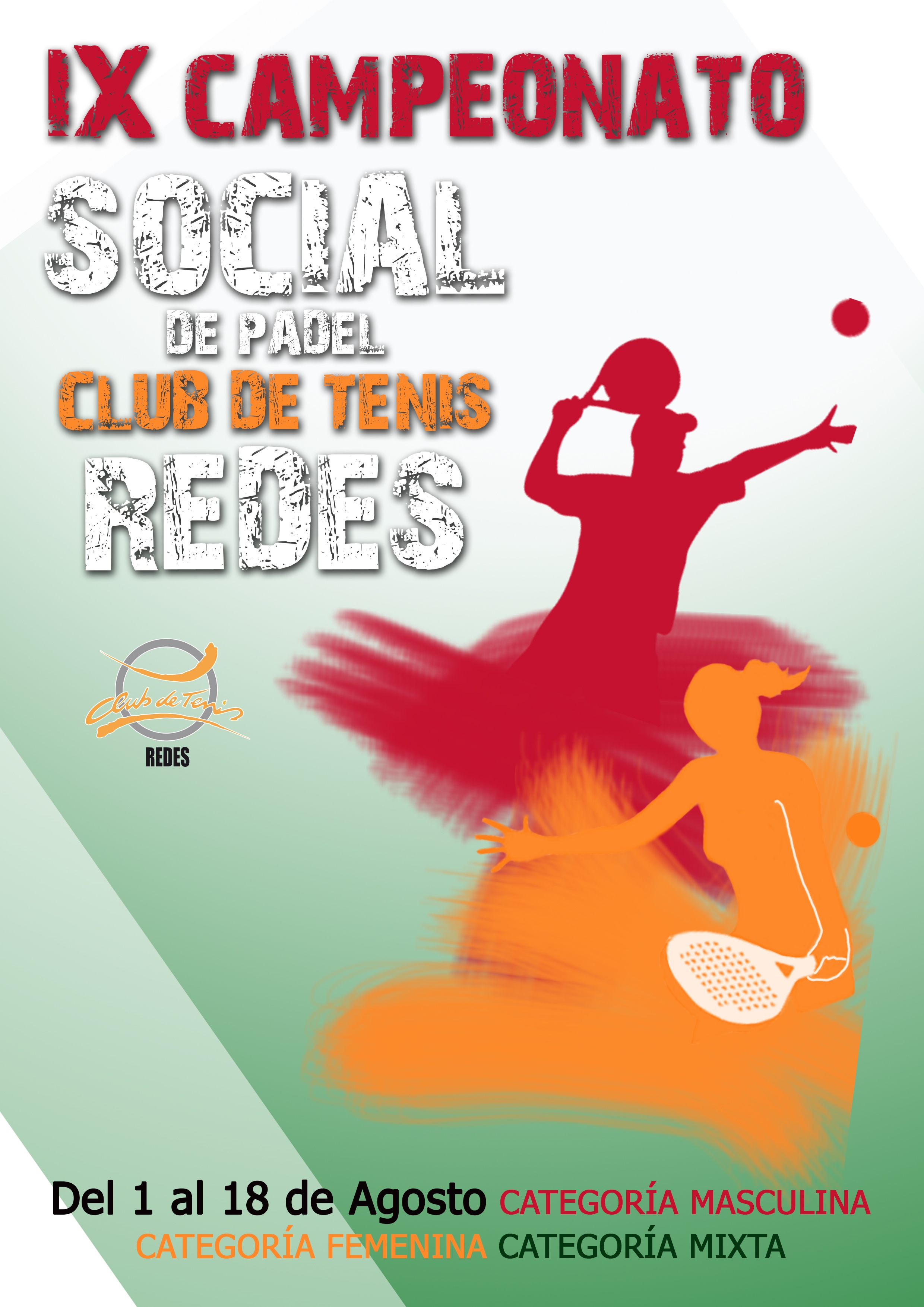 Cartel del IX Campeonato social de padel Club de Tenis Redes