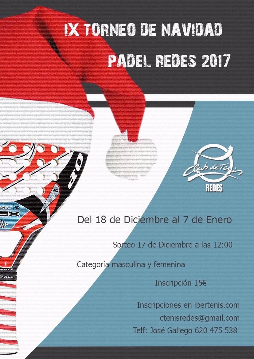 Cartel del           IX TORNEO DE NAVIDAD, Padel Redes 2017