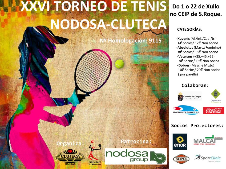 Cartel del XXVI TORNEO DE TENIS NODOSA-CLUTECA 2018 - 3ª SEMANA (14 AL 22 DE JULIO).