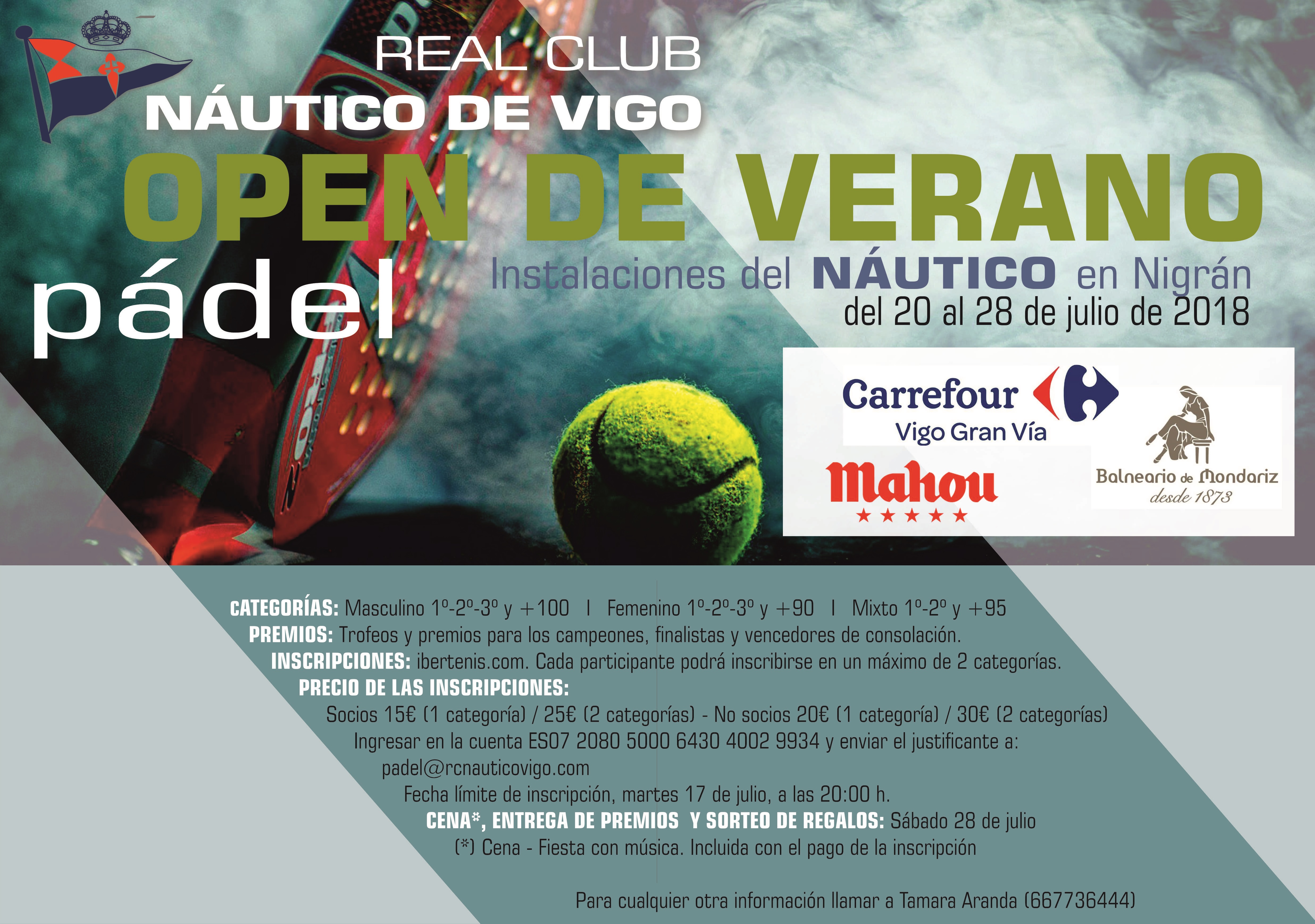 Cartel del OPEN DE VERANO DE PADEL (REAL CLUB NAUTICO DE VIGO)