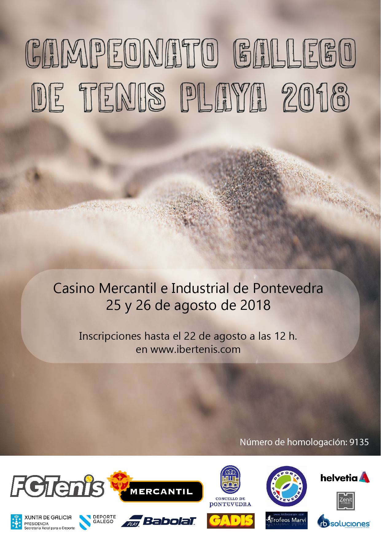 Cartel del CAMPEONATO GALLEGO DE TENIS PLAYA 2018 - MERCANTIL PONTEVEDRA