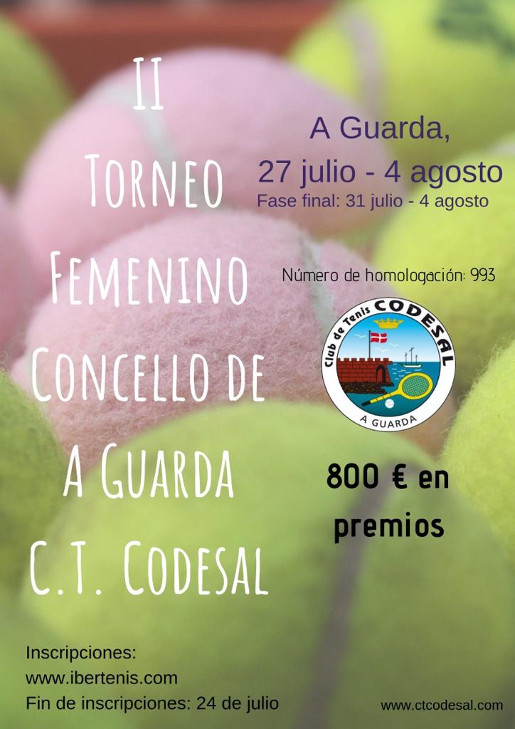 II TORNEO CONCELLO DE A GUARDA CLUB DE TENIS CODESAL (800€ EN PREMIOS)
