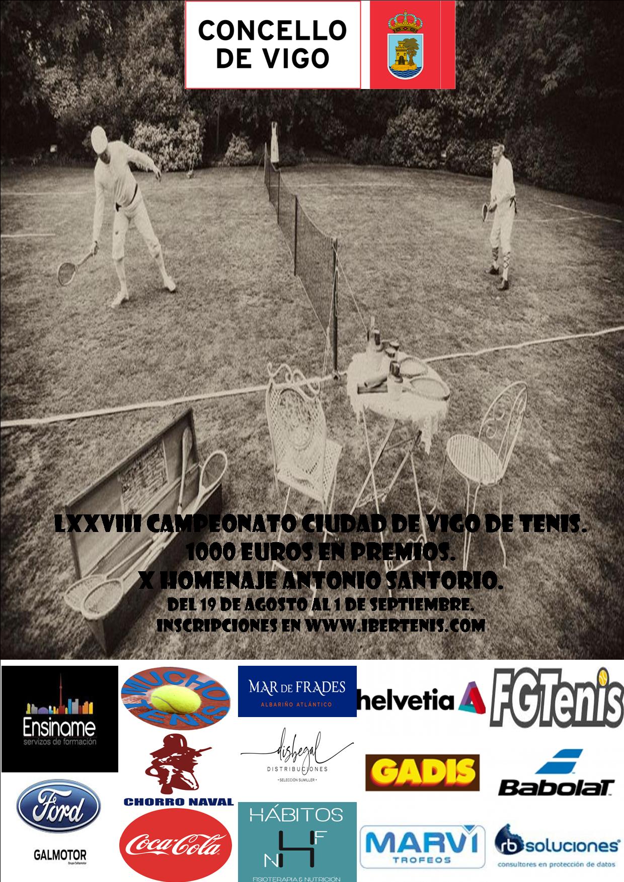 Cartel del LXXVIII  Cpto de Tenis Cidade de Vigo -X Homenaxe D. Antonio Santorio