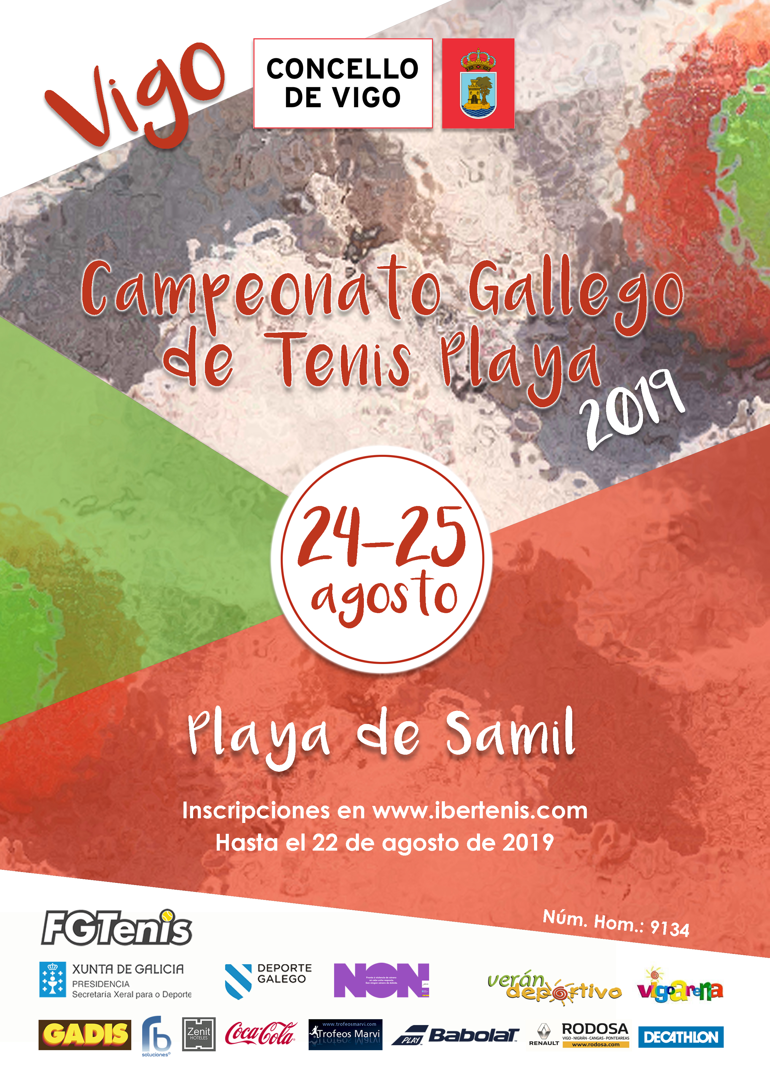 Cartel del Campeonato Gallego de Tenis Playa 2019