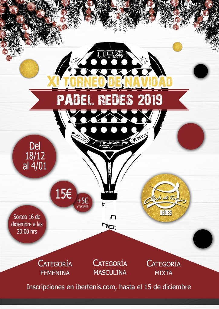 Cartel del XI TORNEO DE NAVIDAD PÁDEL REDES 2019