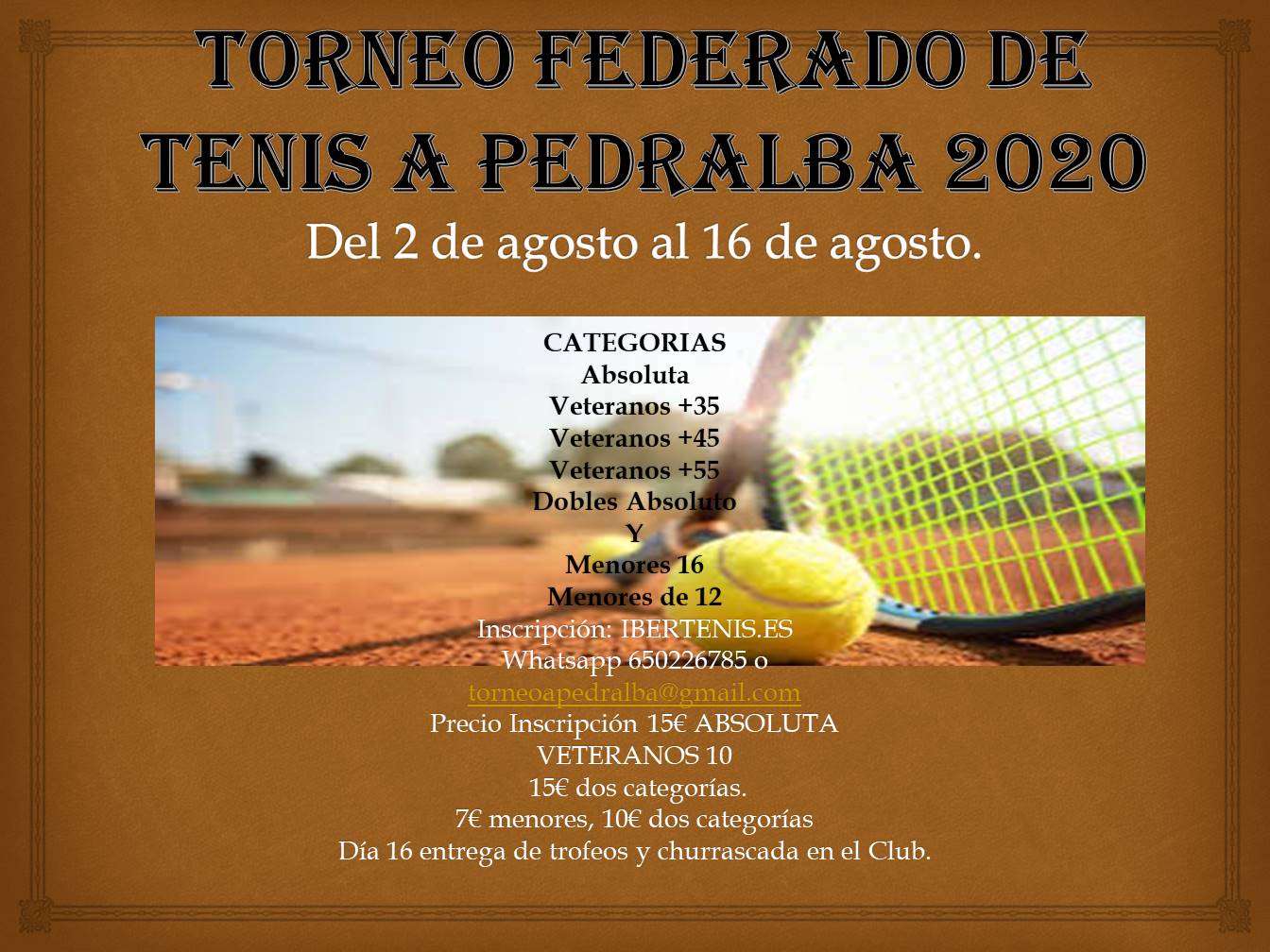 Torneo Federado de tenis A Pedralba 2020