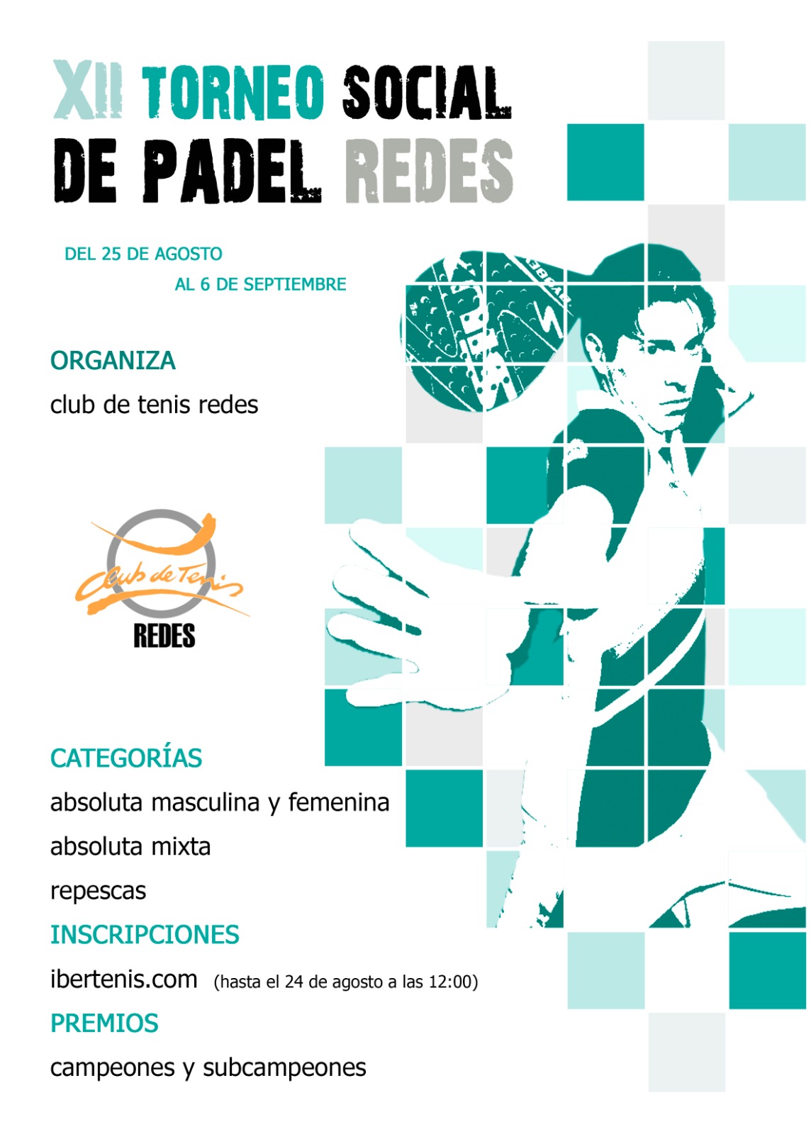 Cartel del XII Torneo Social De Padel Redes