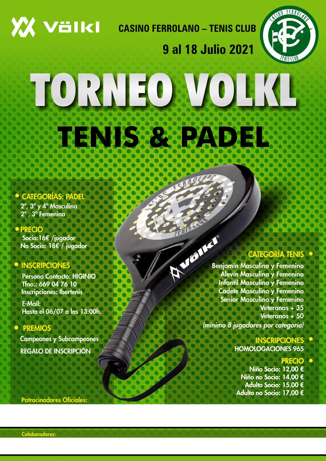 Cartel del TORNEO VOLKL Padel