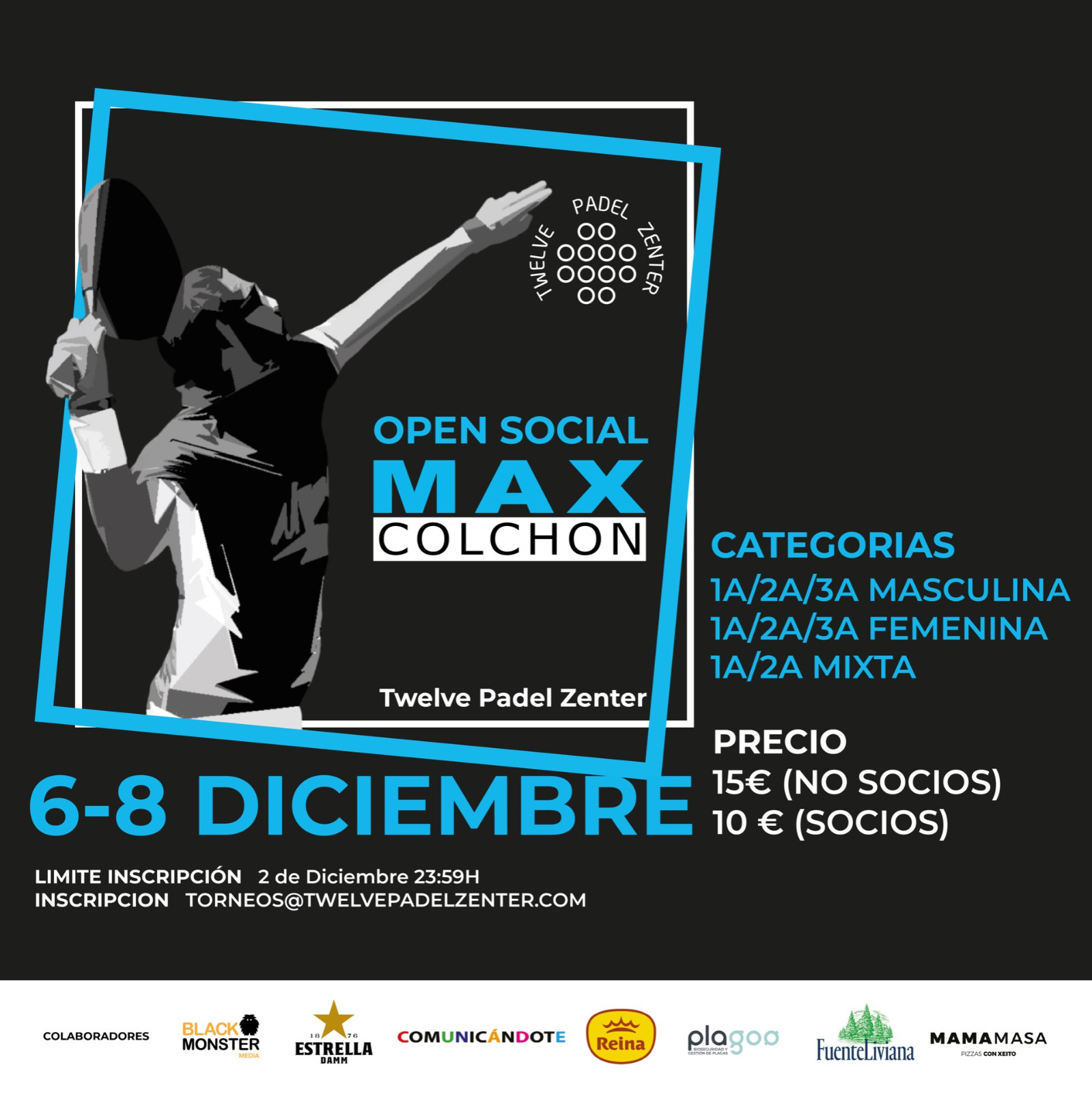 Cartel del Open Social Max Colchon
