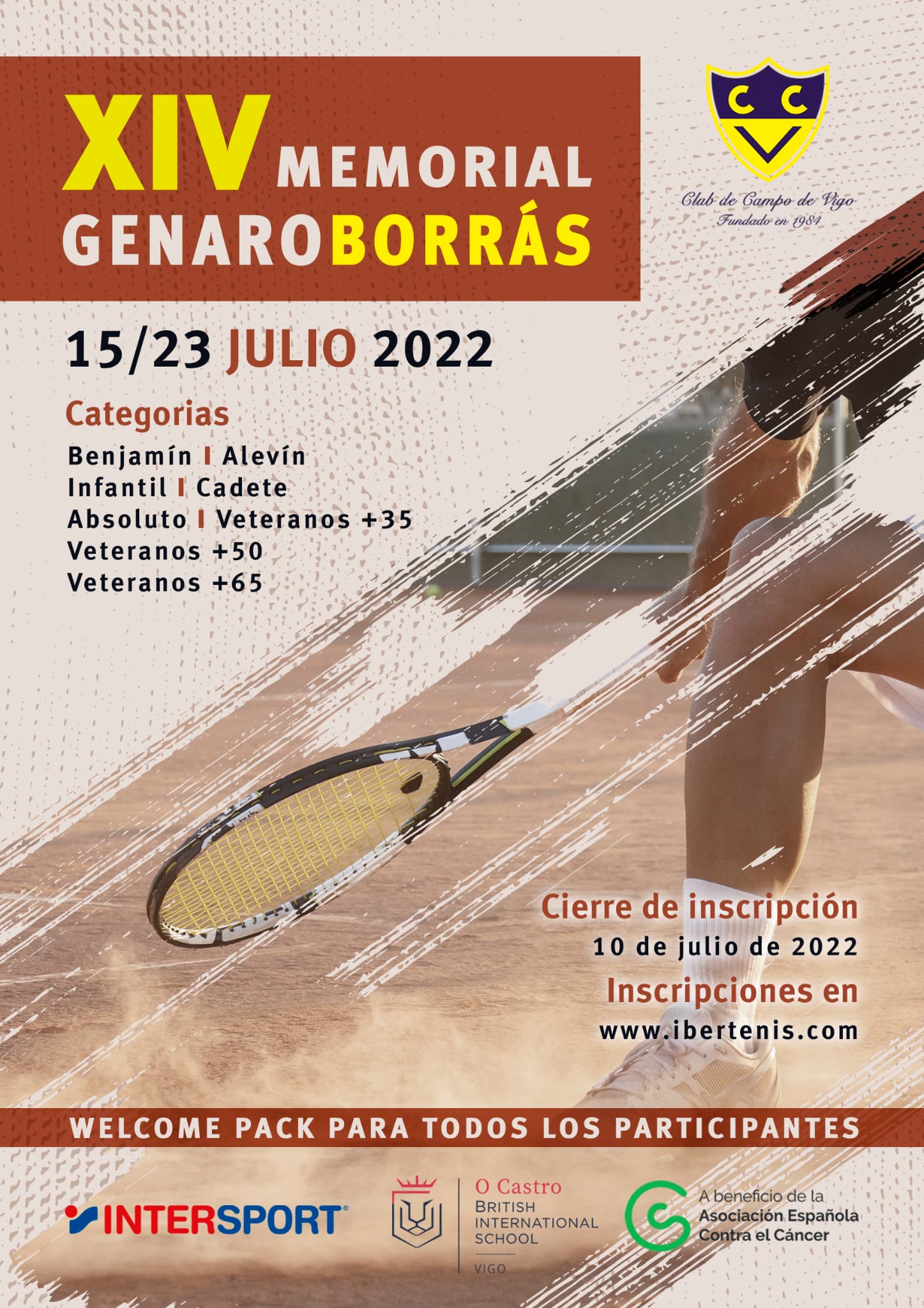 cartel Torneo de Tenis  XIV Memorial Genaro Borras  Club de Campo de Vigo
