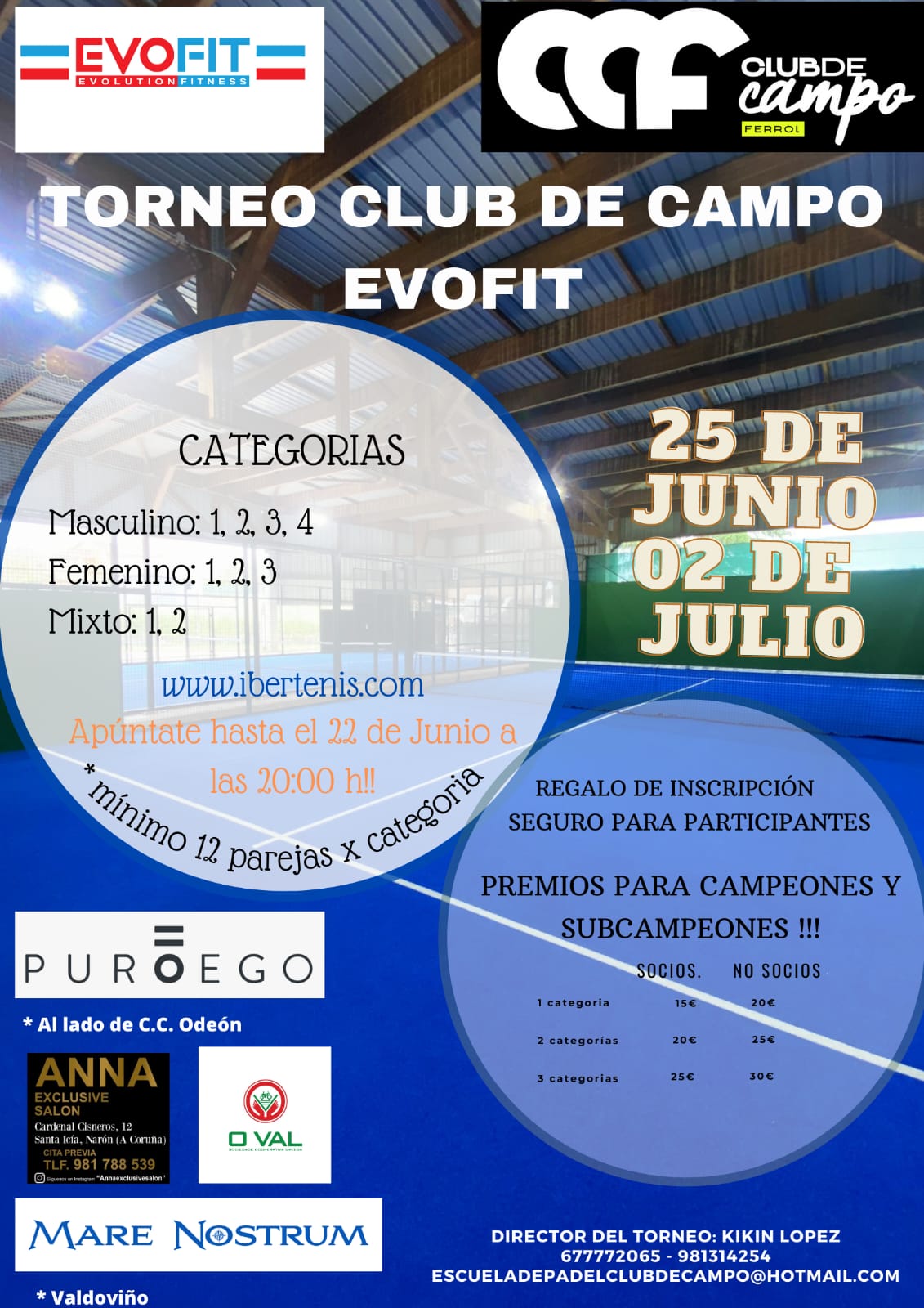 Cartel del OPEN PADEL CLUB DE CAMPO EVOFIT