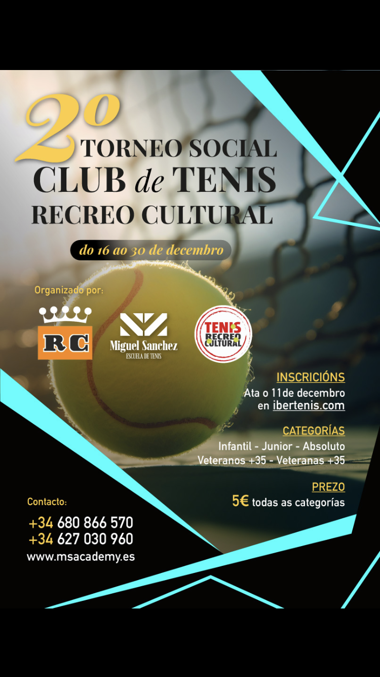 Cartel del 2 Torneo Social Club de Tenis Recreo Cultural
