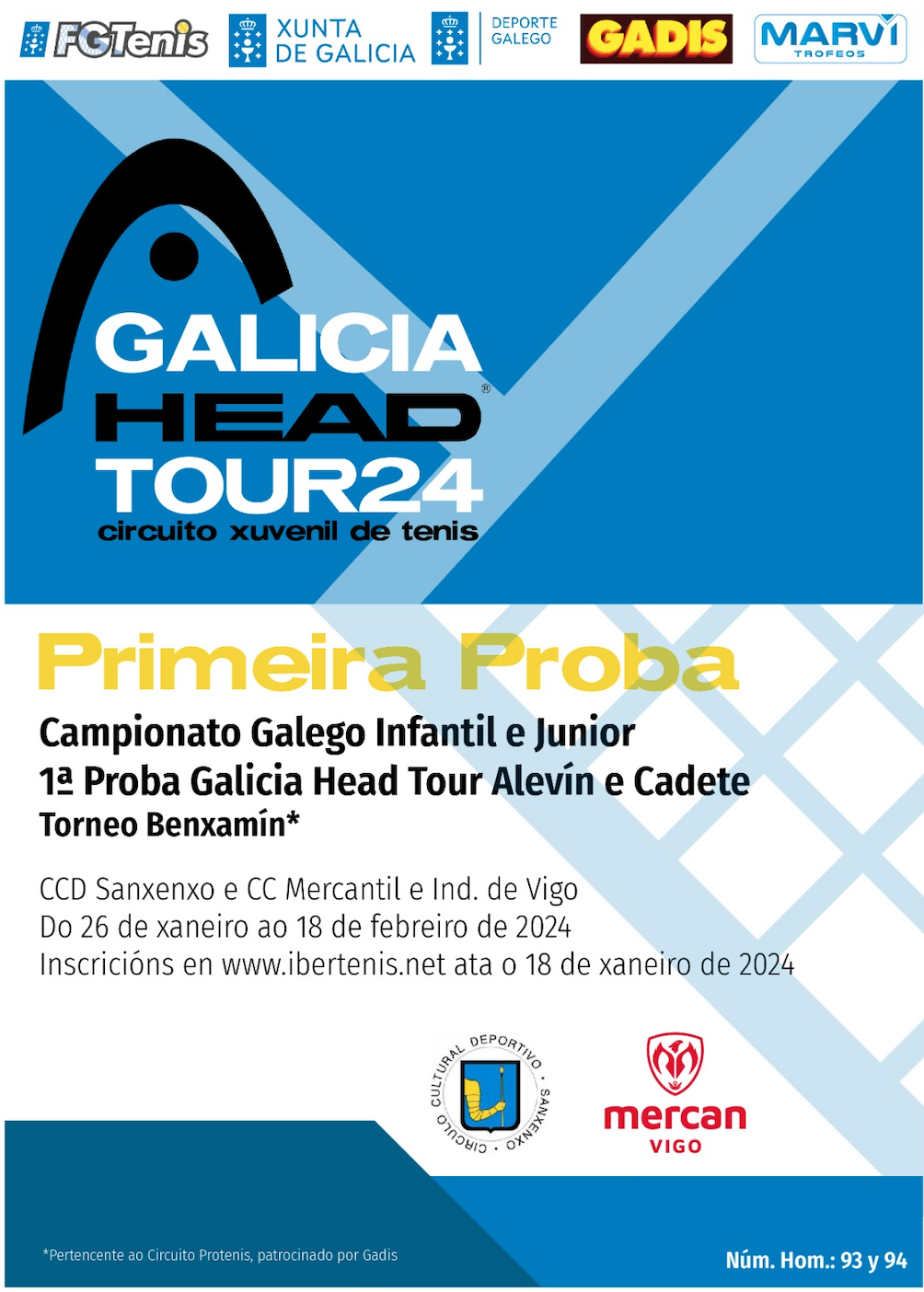 Cartel del GALICIA HEAD TOUR - Camp. Gallegos infantil y junior. Torneo GHT alevín y cadete. Torneo Benjamín
