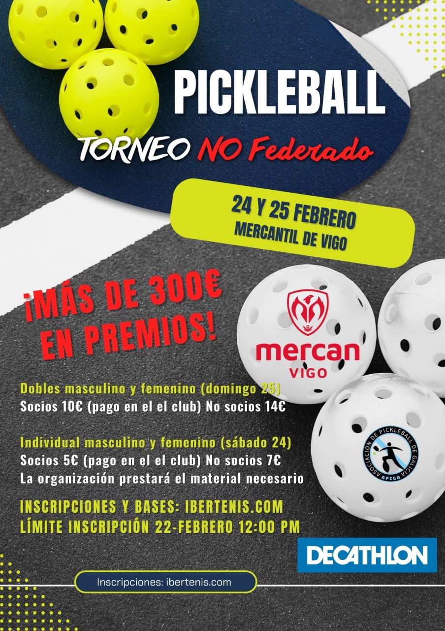 cartel PICKLEBALL Torneo No Federado