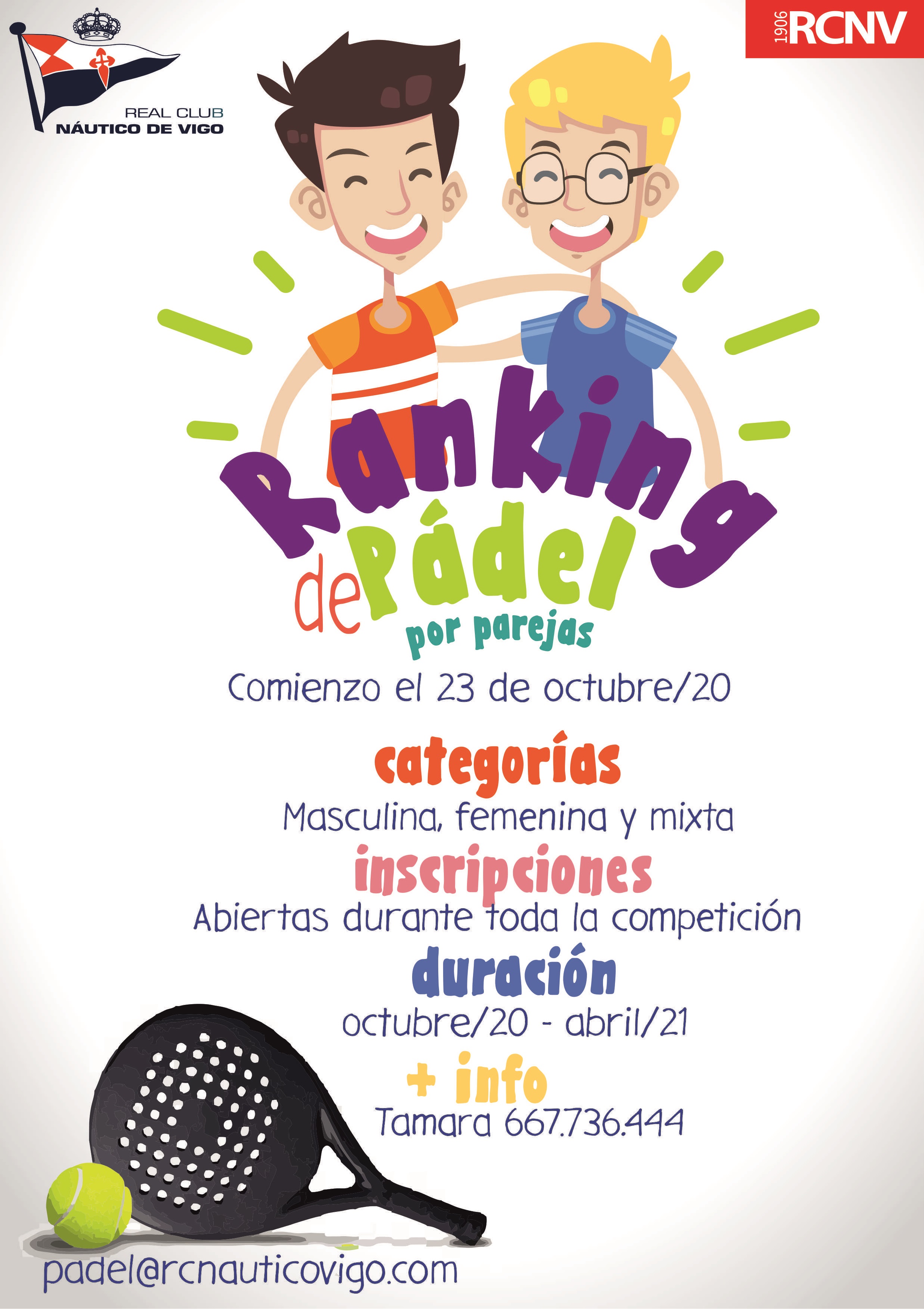 RANKING DE PADEL POR PAREJAS EN EL RCNV
