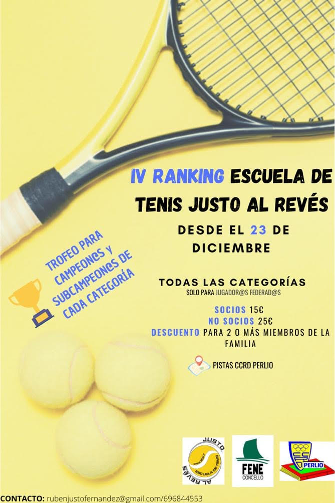 IV RANKING ESCUELA DE TENIS JUSTO AL REVES