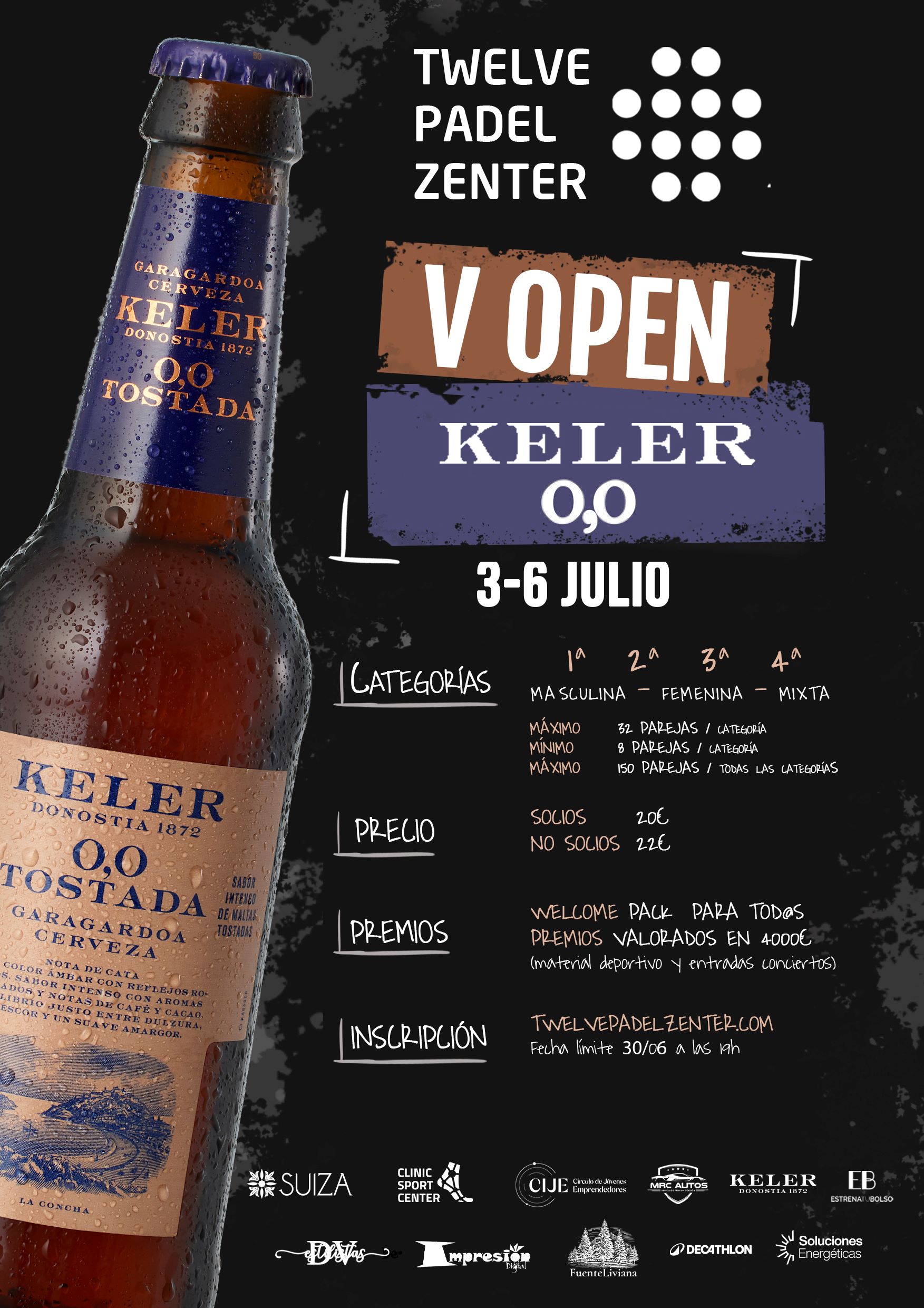 Cartel del 5º OPEN KELLER 0,0 - TWELVE PADEL ZENTER VIGO