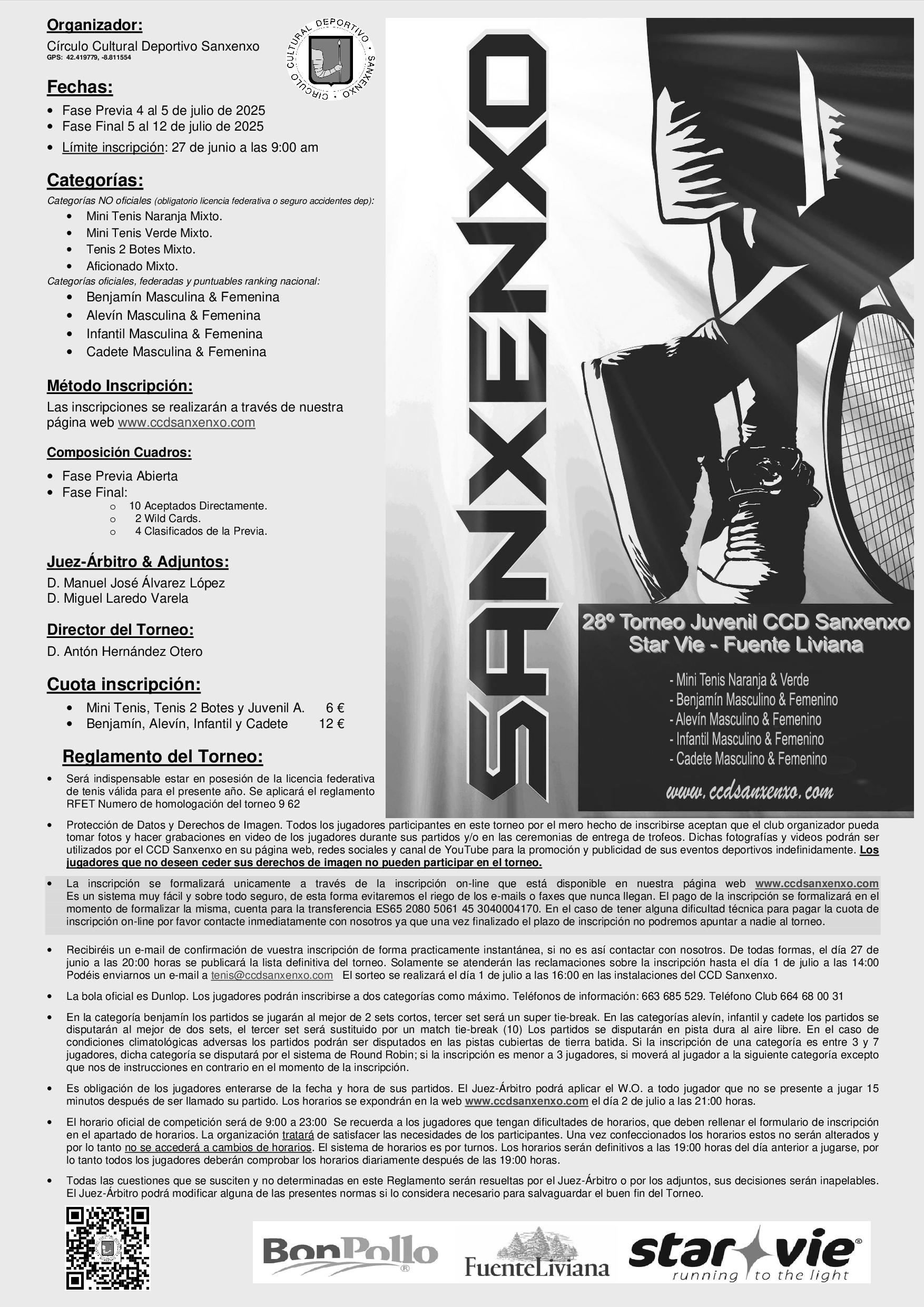Cartel del 28º Torneo Juvenil CCD Sanxenxo StarVie - Fuente Liviana