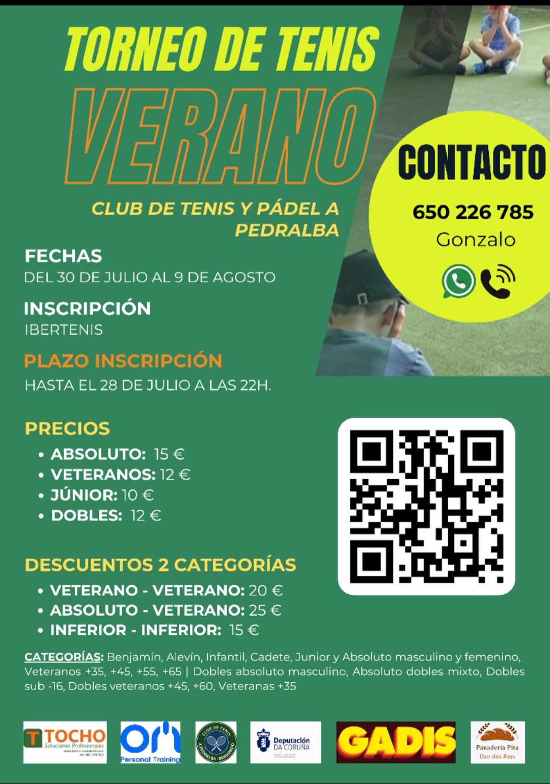 Cartel del TORNEO DE TENIS DE VERANO A PEDRALBA 2025
