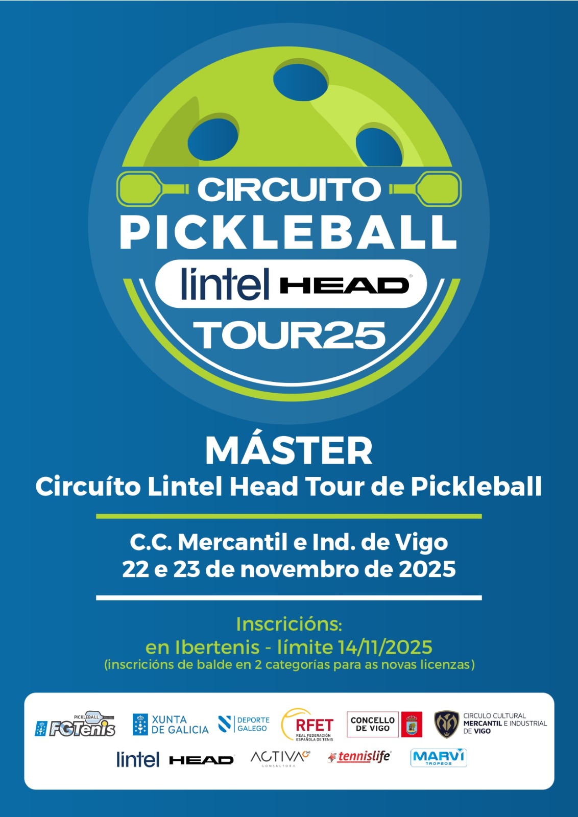 Cartel del MASTER CIRCUITO LINTEL HEAD PICKLEBALL