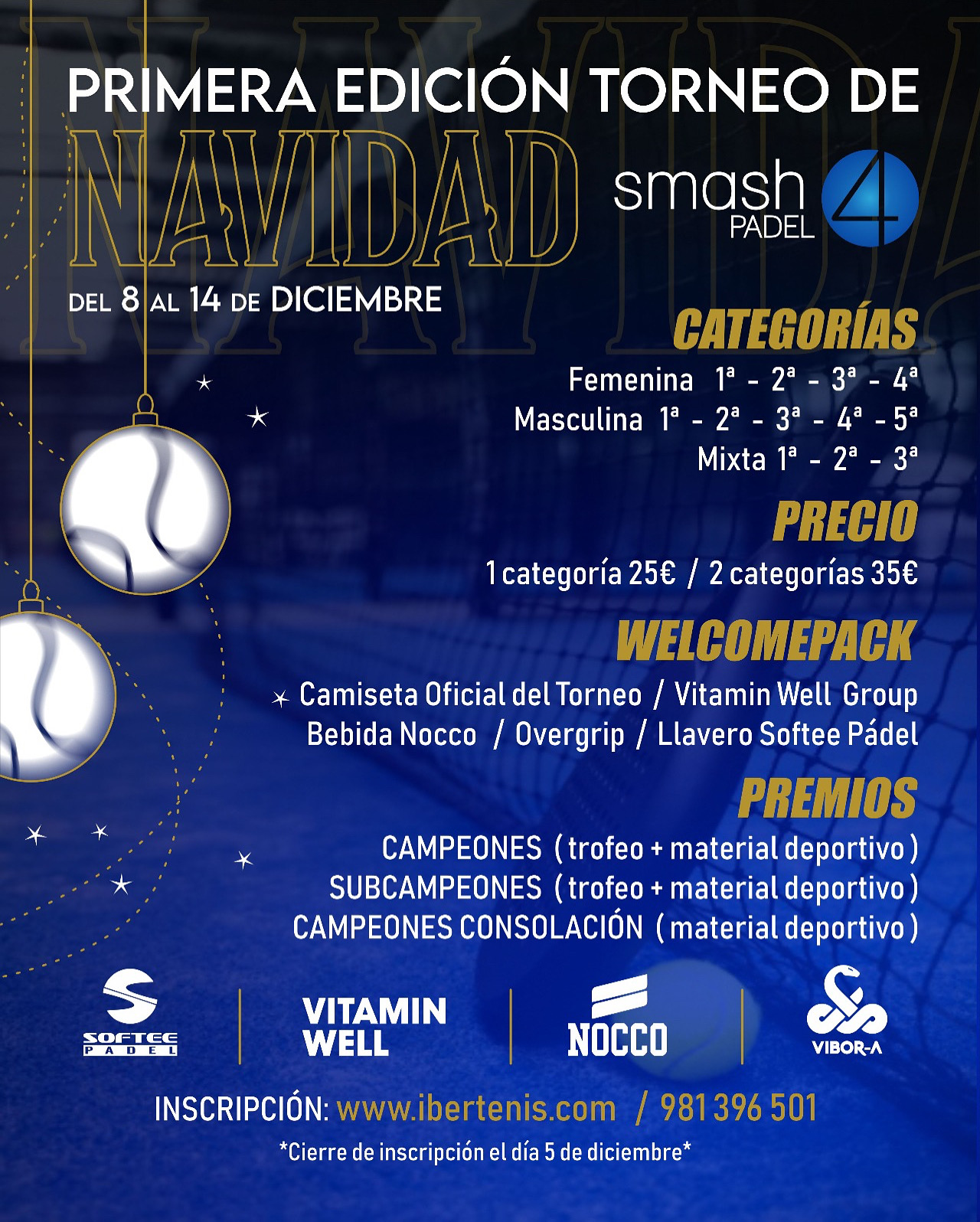 Cartel del I TORNEO NAVIDAD SMASH PADEL 4