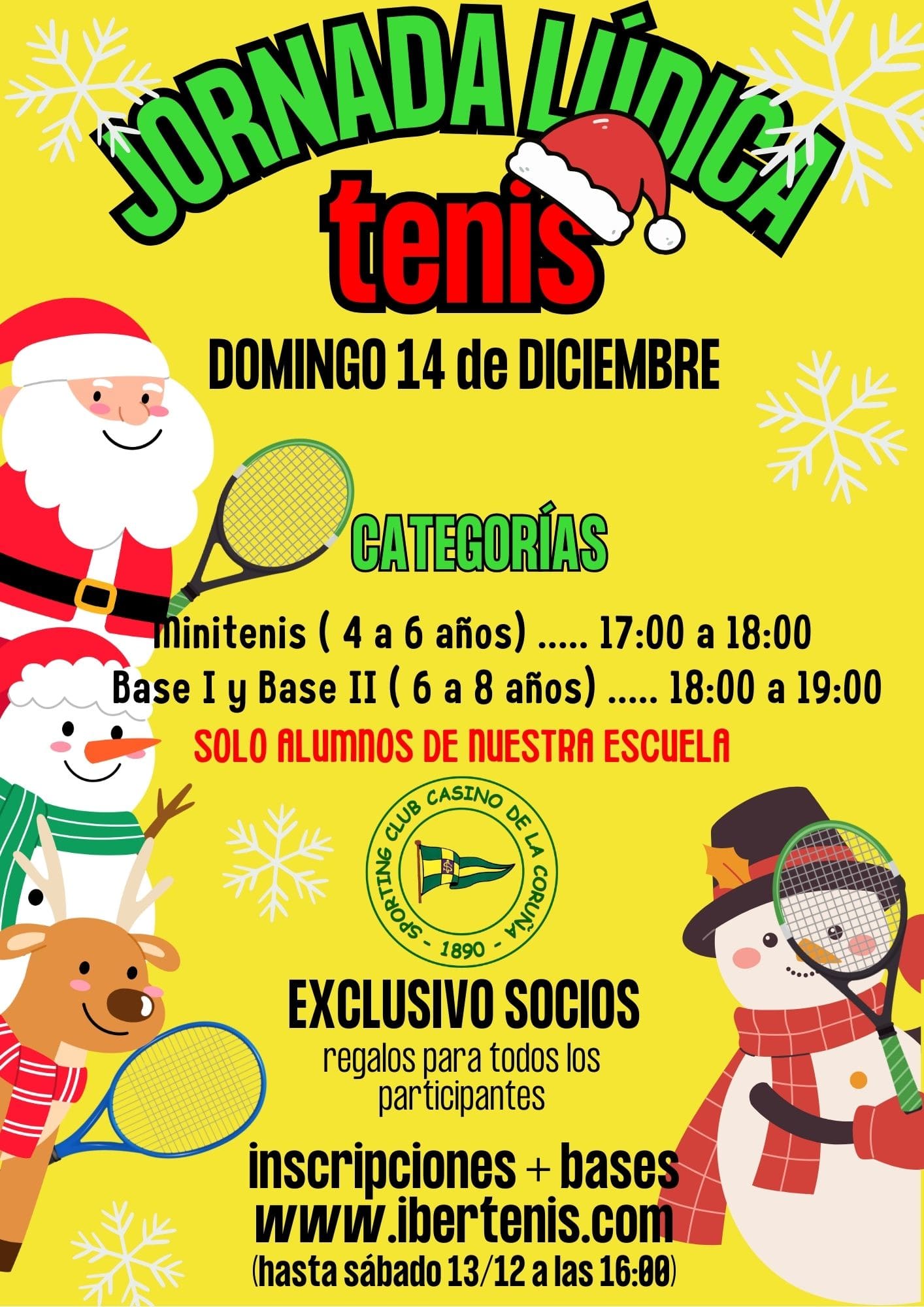 cartel JORNADA LUDICA DE TENIS 14 DE DICIEMBRE