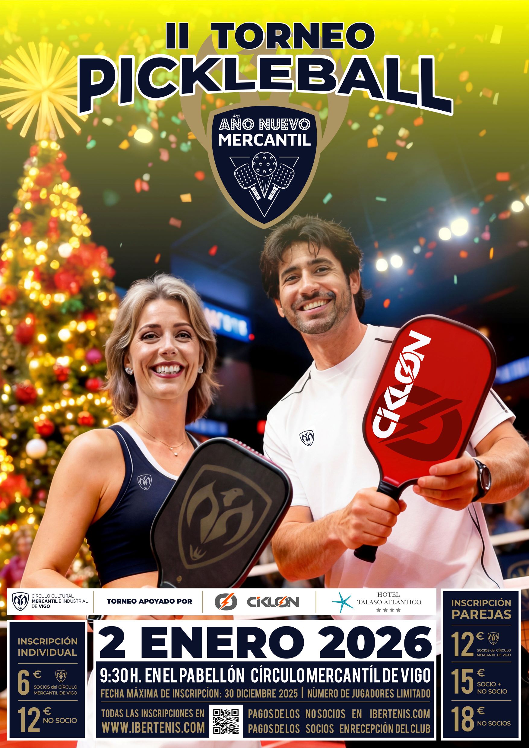 cartel II TORNEO DE AÑO NUEVO DE PICKLEBALL