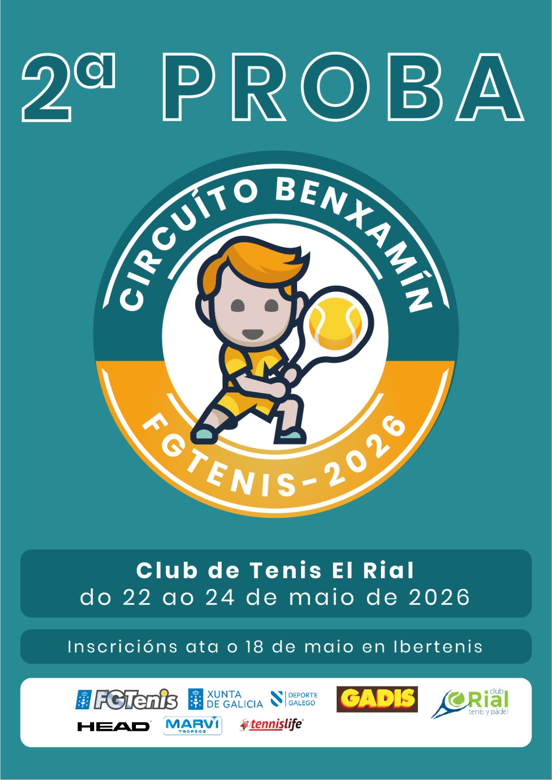 cartel Torneo Benjamín. - FGTenis - 2ª Proba