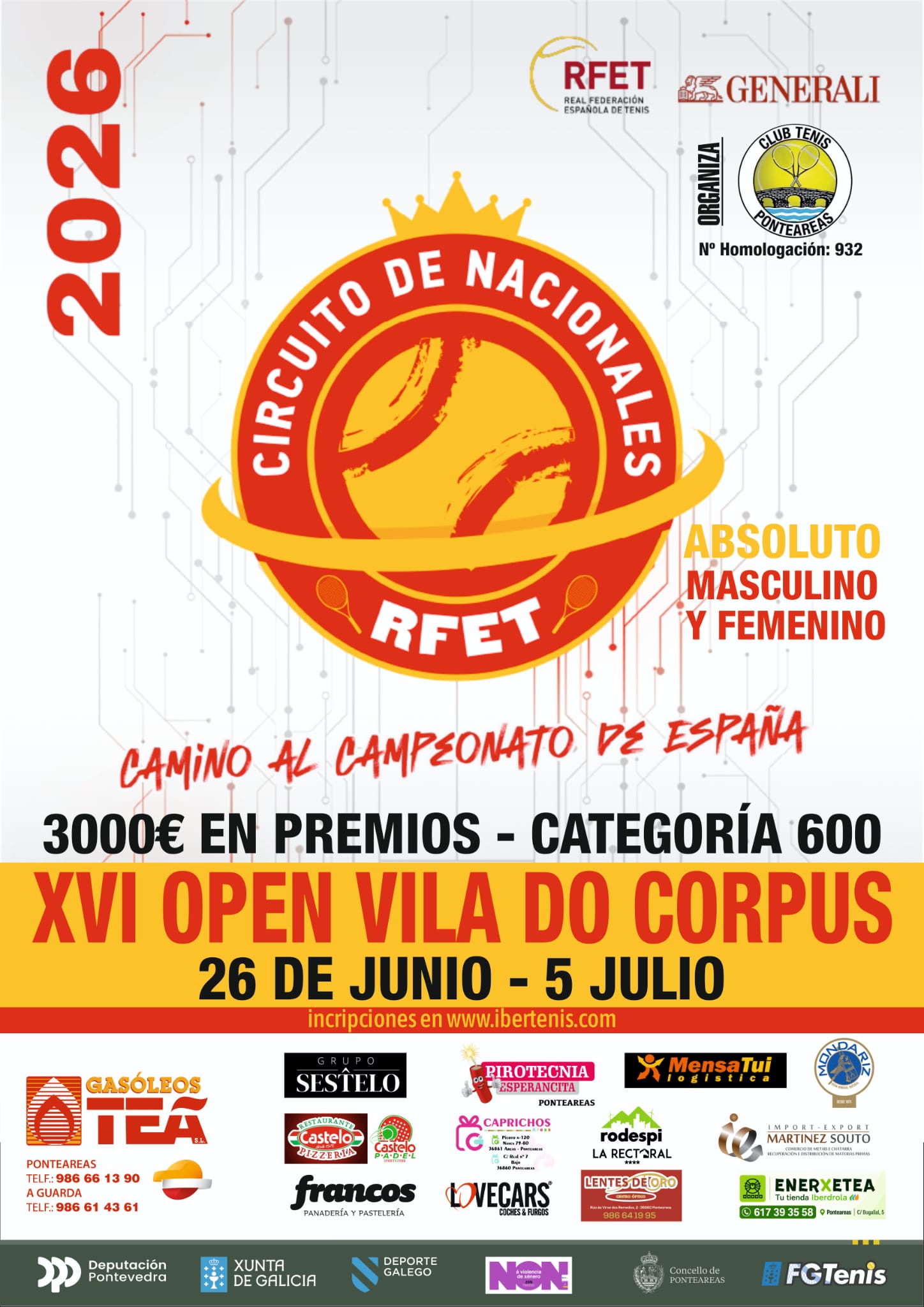 cartel XVI OPEN VILA DO CORPUS RFET CIRCUITO NACIONALES