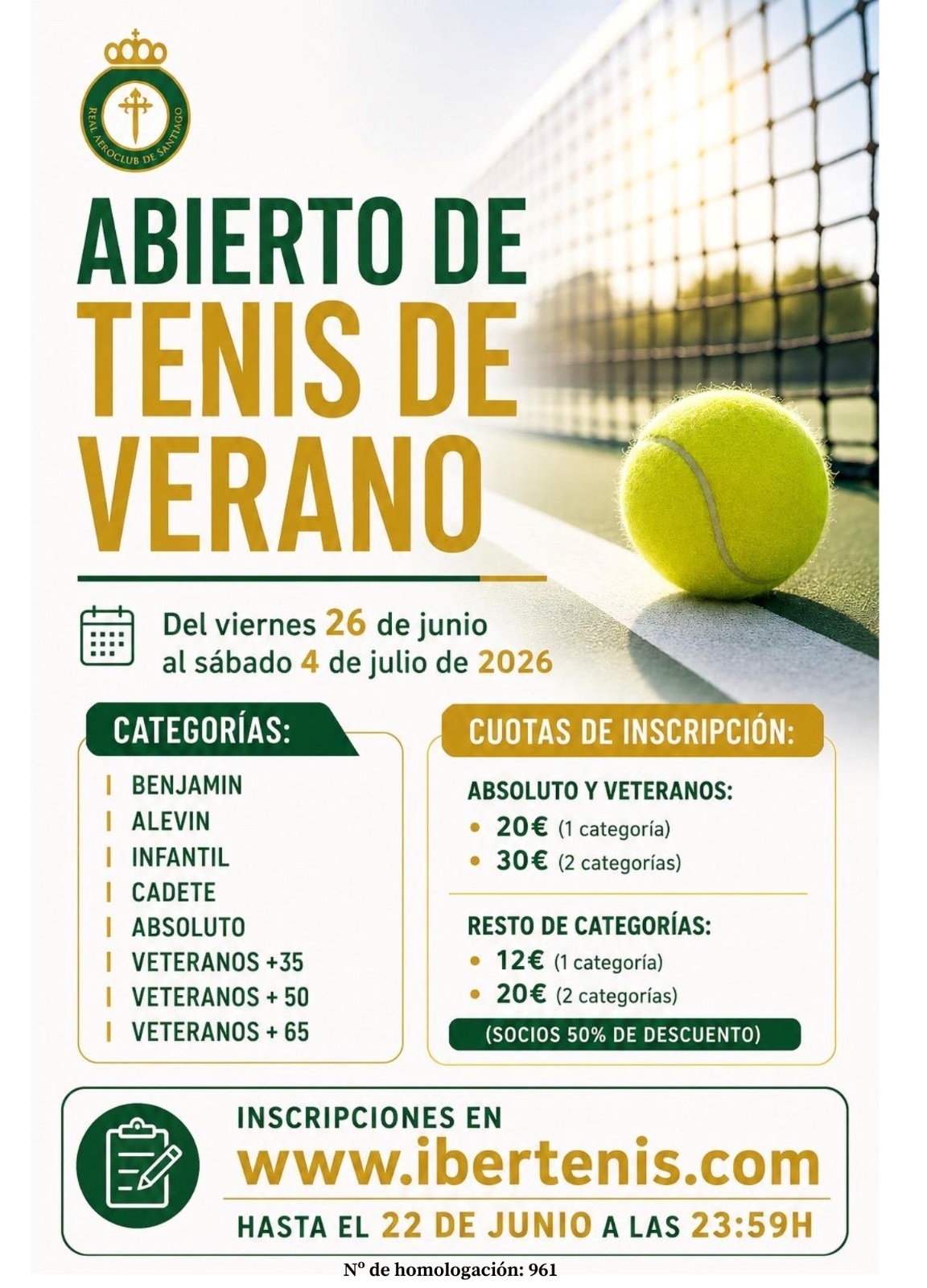 cartel ABIERTO DE TENIS DE VERANO 2026