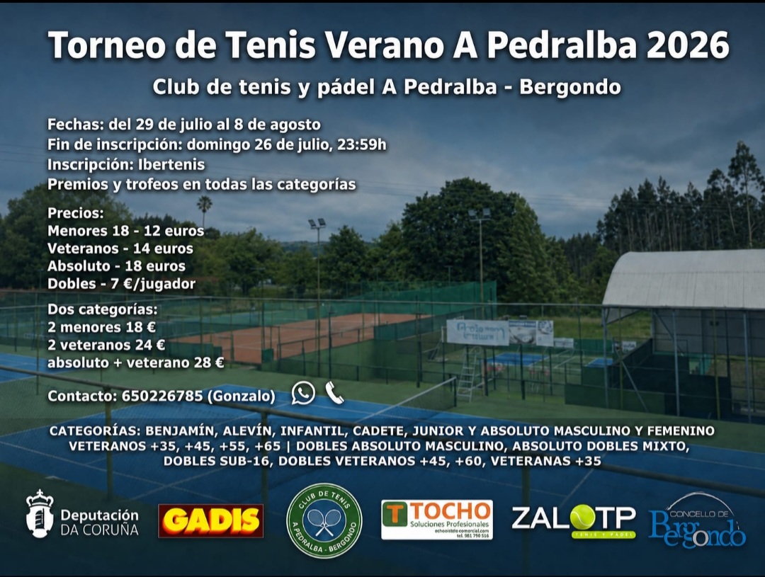 cartel TORNEO DE TENIS VERANO A PEDRALBA 2026