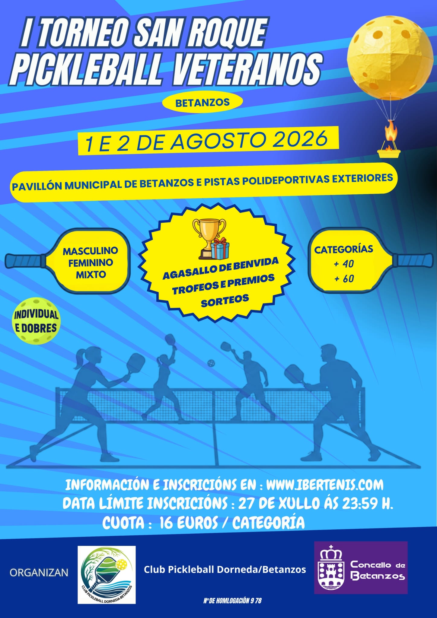 cartel I TORNEO PICKLEBALL SAN ROQUE VETERANOS (BETANZOS)