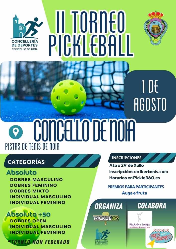 cartel II TORNEO DE PICKLEBALL CONCELLO DE NOIA