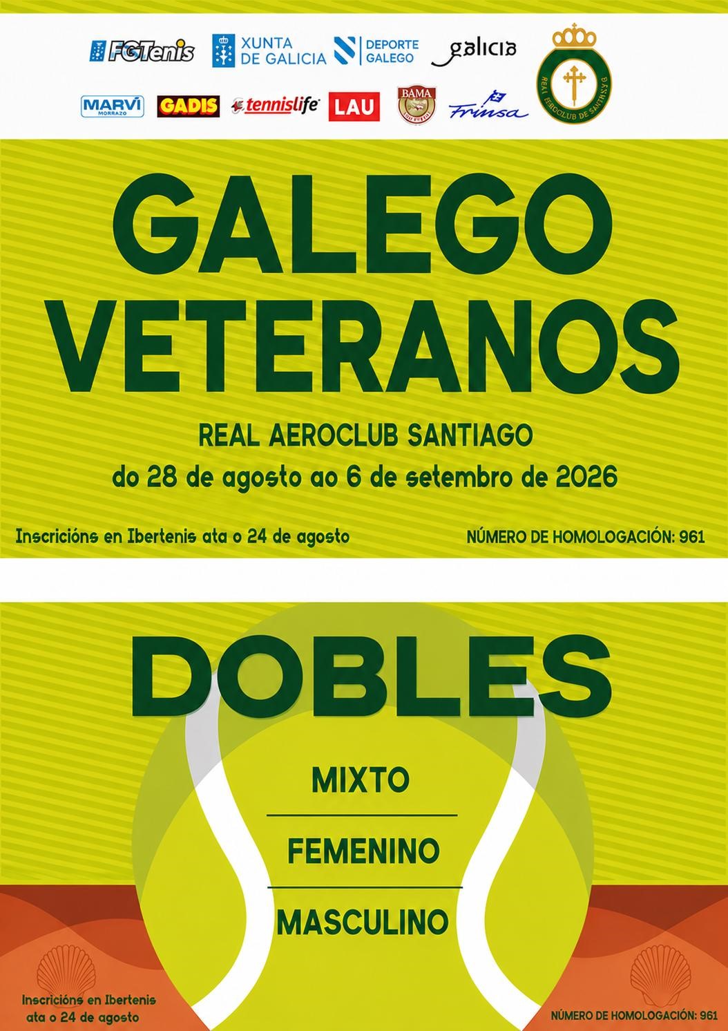 cartel CAMPIONATO GALEGO DE VETERAN@S DOBLES 2026