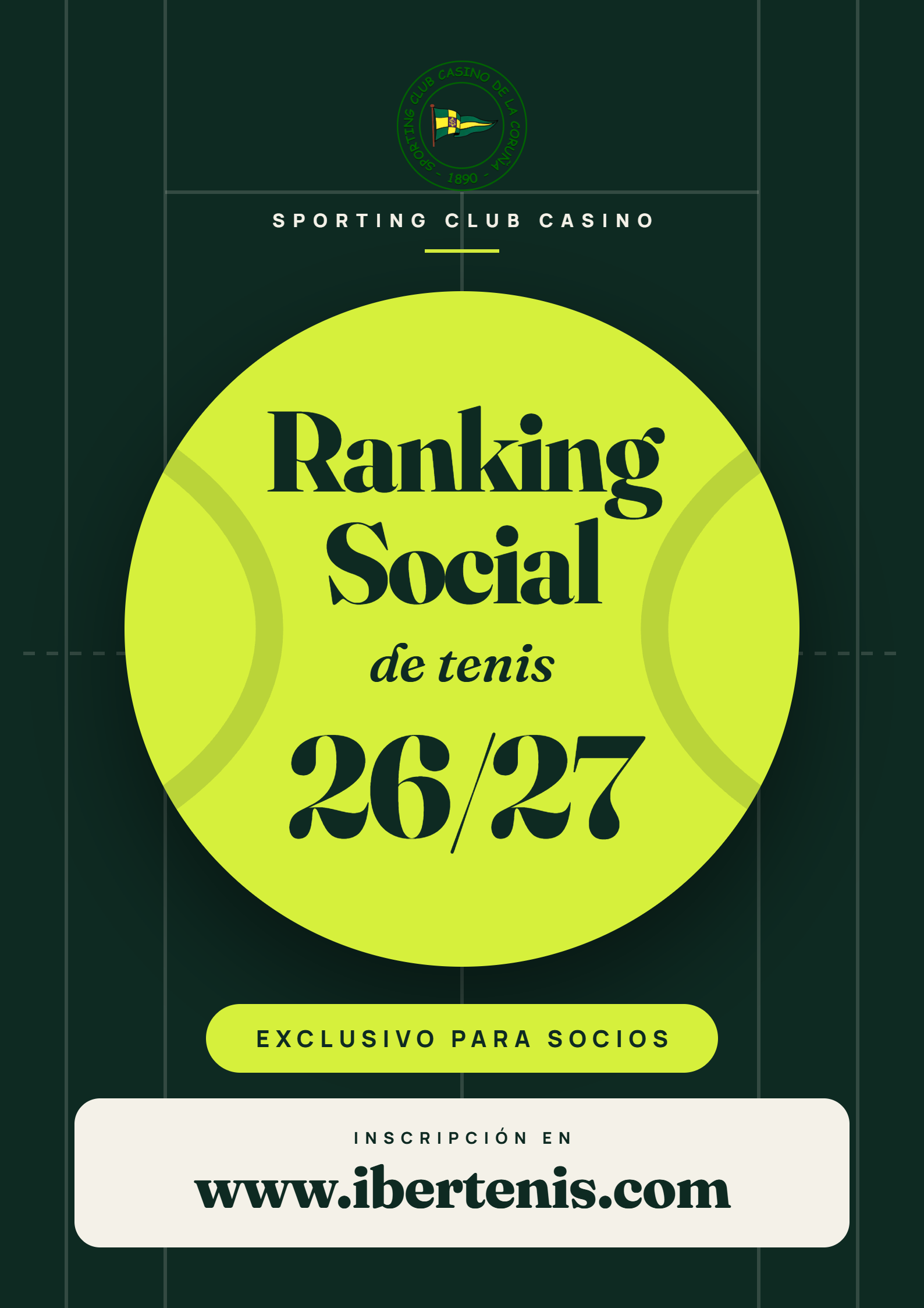 Cartel de RANKING SOCIAL TENIS SPORTING CLUB CASINO 26/27